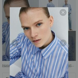 Striped bow blouse sky blueXL / US 16-18·New with tags·Mango